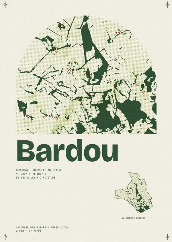 Affiche de Bardou, calculée par 123-fr d'après l'IGN