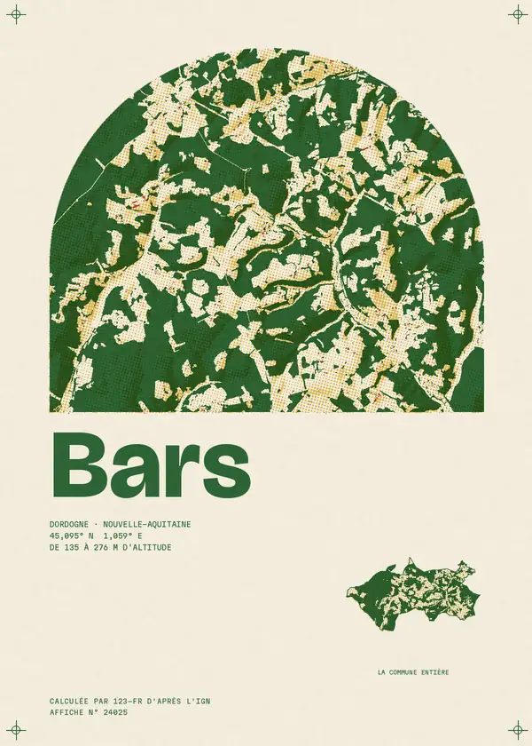Affiche de Bars, calculée par 123-fr d'après l'IGN