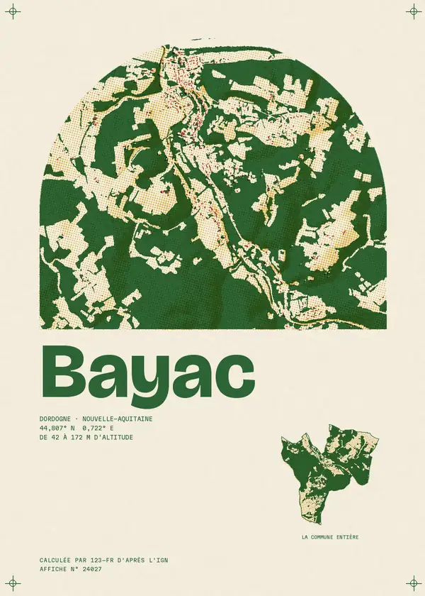 Affiche de Bayac, calculée par 123-fr d'après l'IGN