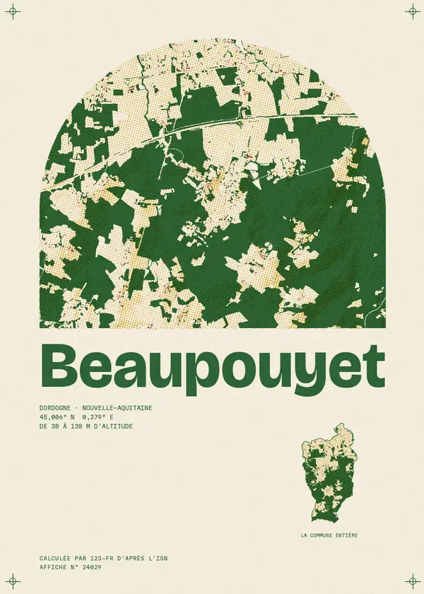 Affiche de Beaupouyet, calculée par 123-fr d'après l'IGN
