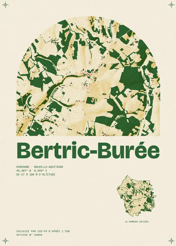 Affiche de Bertric-Burée, calculée par 123-fr d'après l'IGN