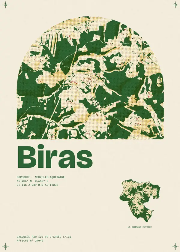 Affiche de Biras, calculée par 123-fr d'après l'IGN