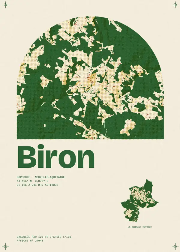 Affiche de Biron, calculée par 123-fr d'après l'IGN