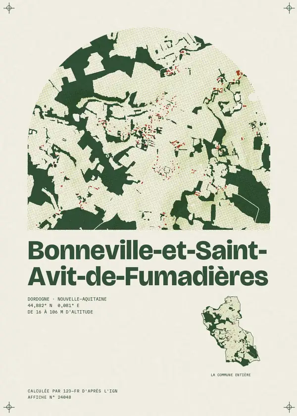 Affiche de Bonneville-et-Saint-Avit-de-Fumadières, calculée par 123-fr d'après l'IGN