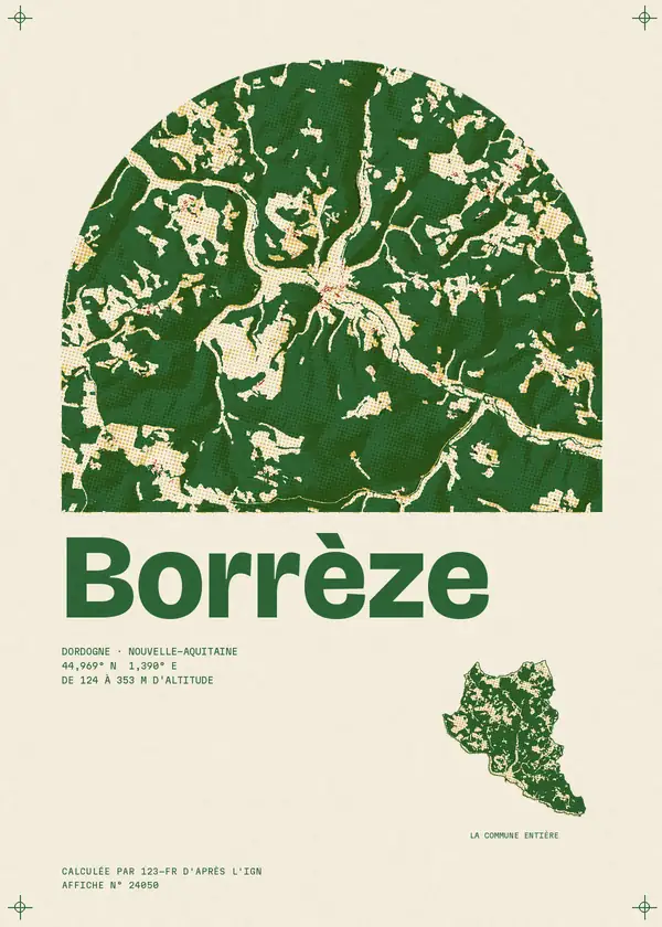 Affiche de Borrèze, calculée par 123-fr d'après l'IGN
