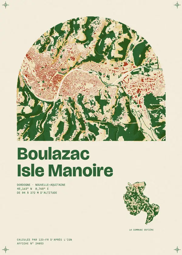 Affiche de Boulazac Isle Manoire, calculée par 123-fr d'après l'IGN