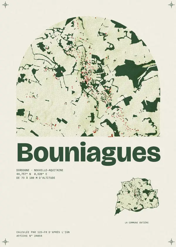 Affiche de Bouniagues, calculée par 123-fr d'après l'IGN