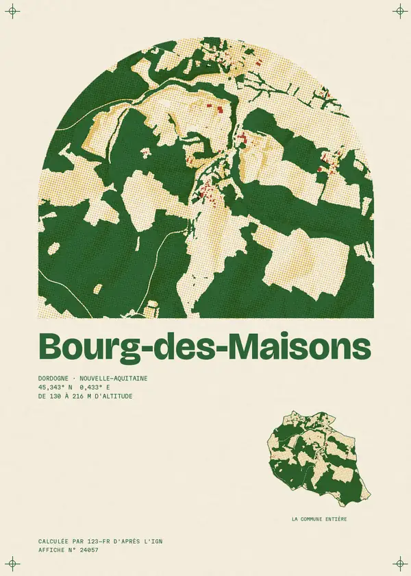 Affiche de Bourg-des-Maisons, calculée par 123-fr d'après l'IGN