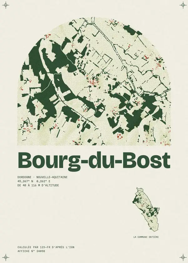 Affiche de Bourg-du-Bost, calculée par 123-fr d'après l'IGN