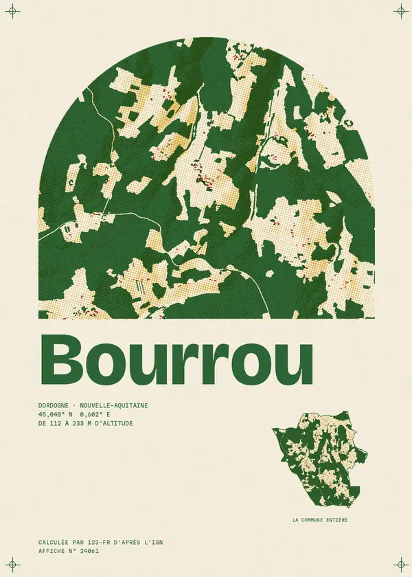 Affiche de Bourrou, calculée par 123-fr d'après l'IGN