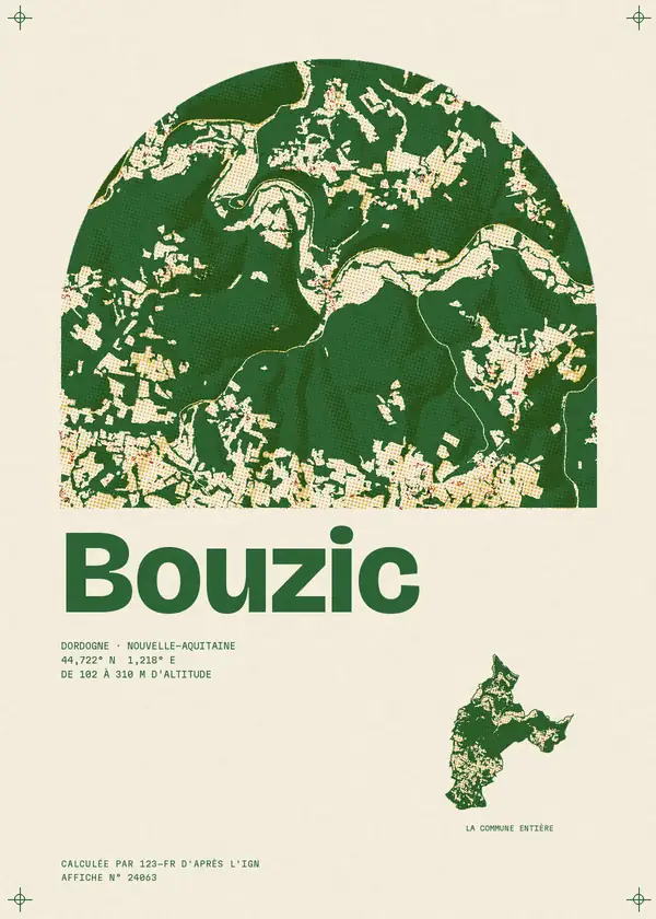 Affiche de Bouzic, calculée par 123-fr d'après l'IGN