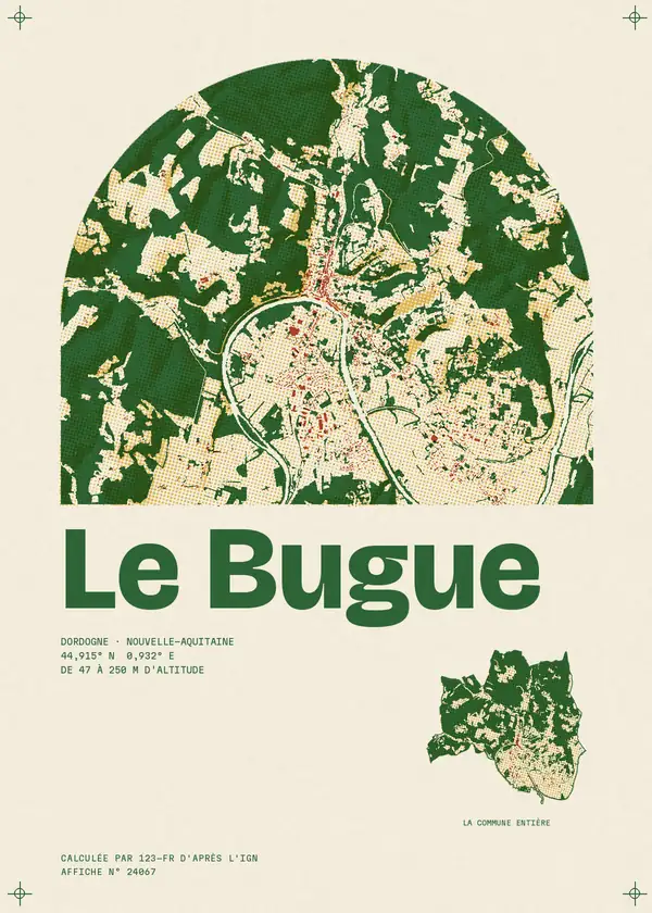 Affiche de Le Bugue, calculée par 123-fr d'après l'IGN