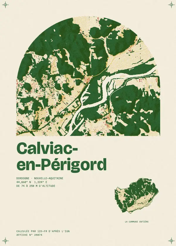 Affiche de Calviac-en-Périgord, calculée par 123-fr d'après l'IGN