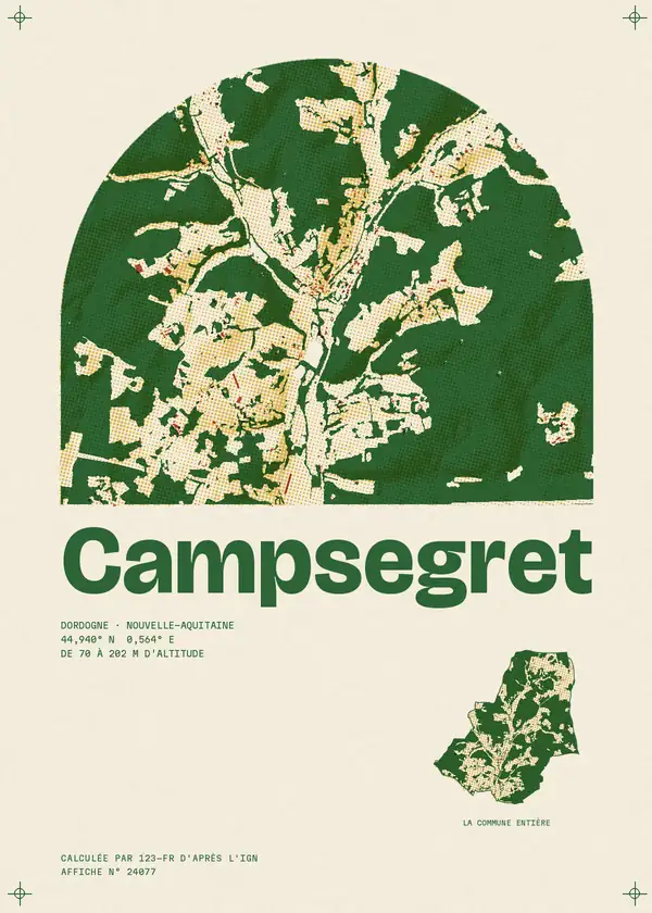 Affiche de Campsegret, calculée par 123-fr d'après l'IGN