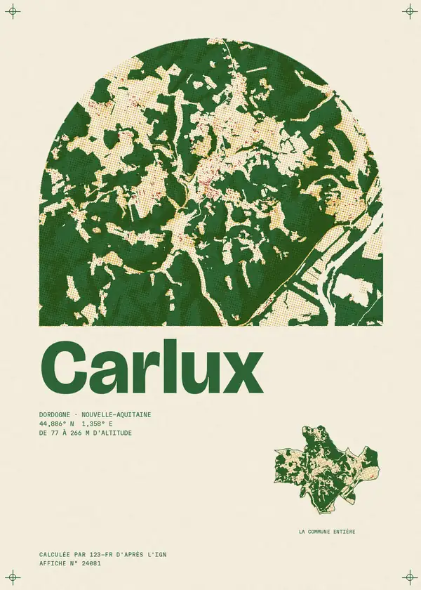 Affiche de Carlux, calculée par 123-fr d'après l'IGN