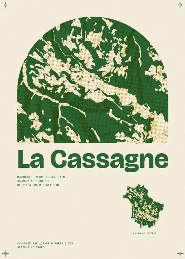 Affiche de La Cassagne, calculée par 123-fr d'après l'IGN