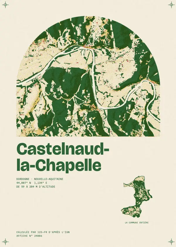 Affiche de Castelnaud-la-Chapelle, calculée par 123-fr d'après l'IGN