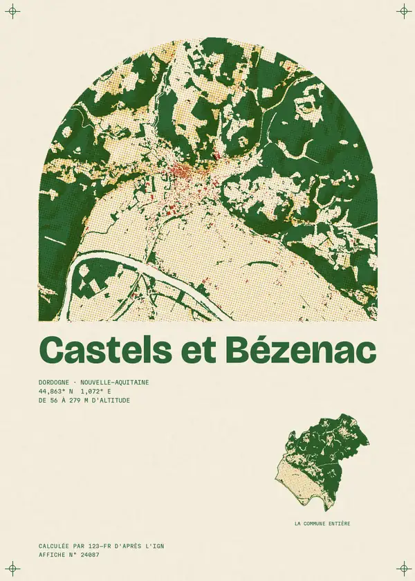 Affiche de Castels et Bézenac, calculée par 123-fr d'après l'IGN