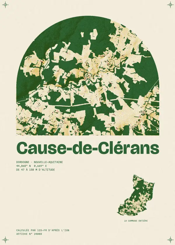Affiche de Cause-de-Clérans, calculée par 123-fr d'après l'IGN