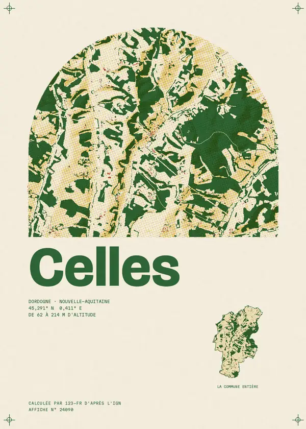 Affiche de Celles, calculée par 123-fr d'après l'IGN