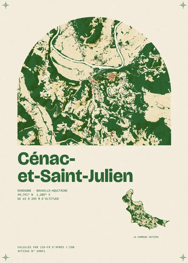 Affiche de Cénac-et-Saint-Julien, calculée par 123-fr d'après l'IGN