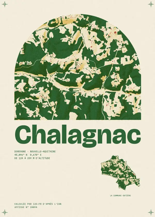 Affiche de Chalagnac, calculée par 123-fr d'après l'IGN