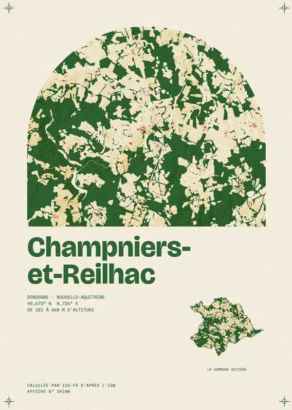 Affiche de Champniers-et-Reilhac, calculée par 123-fr d'après l'IGN
