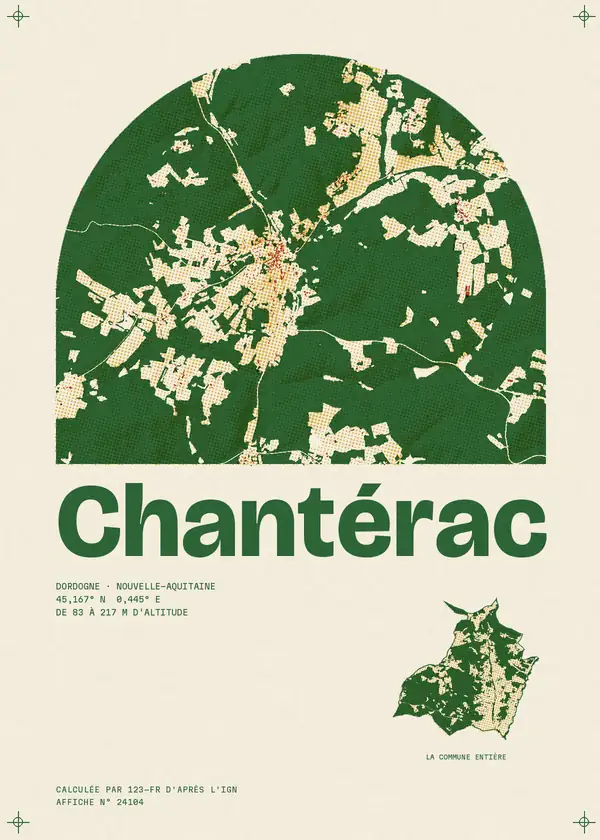 Affiche de Chantérac, calculée par 123-fr d'après l'IGN