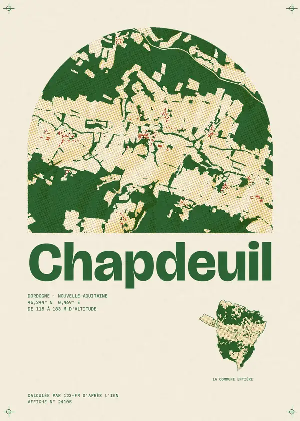 Affiche de Chapdeuil, calculée par 123-fr d'après l'IGN