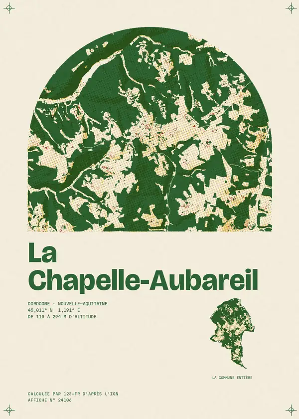 Affiche de La Chapelle-Aubareil, calculée par 123-fr d'après l'IGN