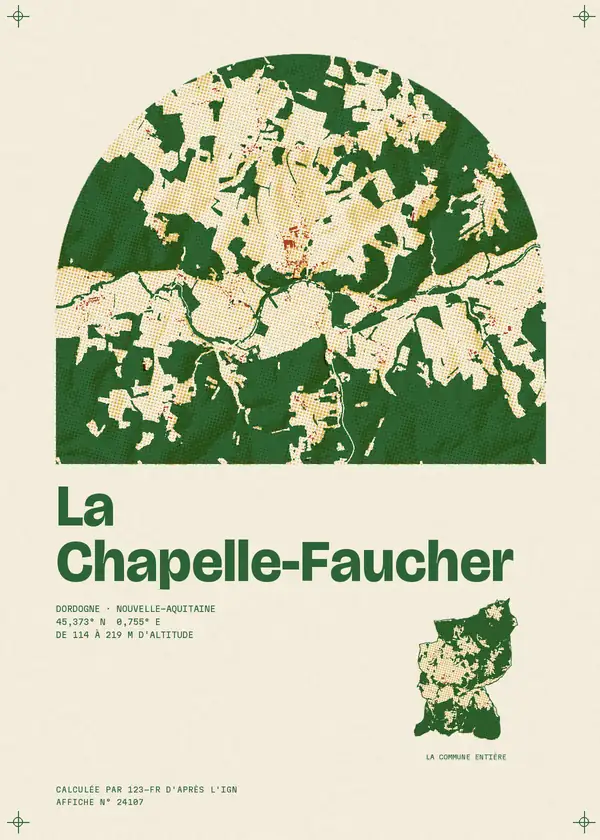Affiche de La Chapelle-Faucher, calculée par 123-fr d'après l'IGN