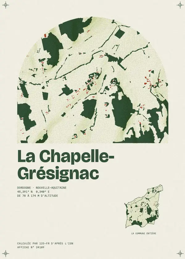 Affiche de La Chapelle-Grésignac, calculée par 123-fr d'après l'IGN