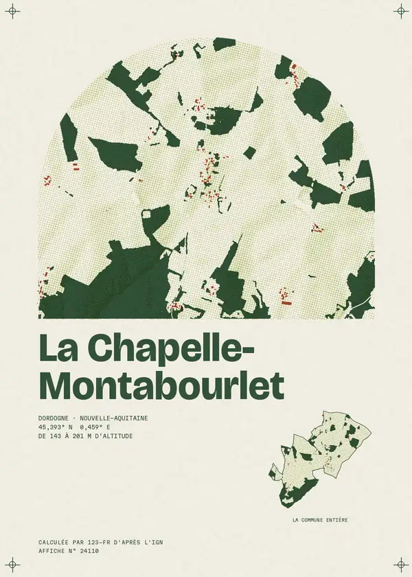 Affiche de La Chapelle-Montabourlet, calculée par 123-fr d'après l'IGN