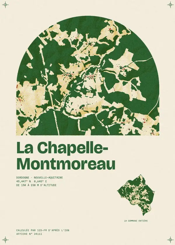 Affiche de La Chapelle-Montmoreau, calculée par 123-fr d'après l'IGN
