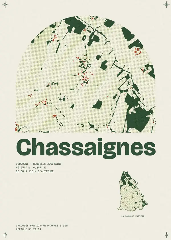 Affiche de Chassaignes, calculée par 123-fr d'après l'IGN