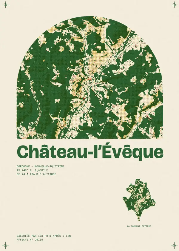 Affiche de Château-l'Évêque, calculée par 123-fr d'après l'IGN