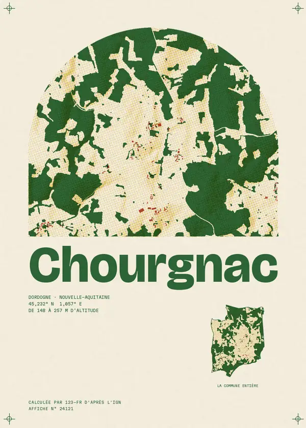 Affiche de Chourgnac, calculée par 123-fr d'après l'IGN