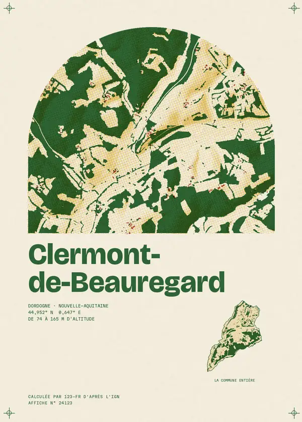 Affiche de Clermont-de-Beauregard, calculée par 123-fr d'après l'IGN