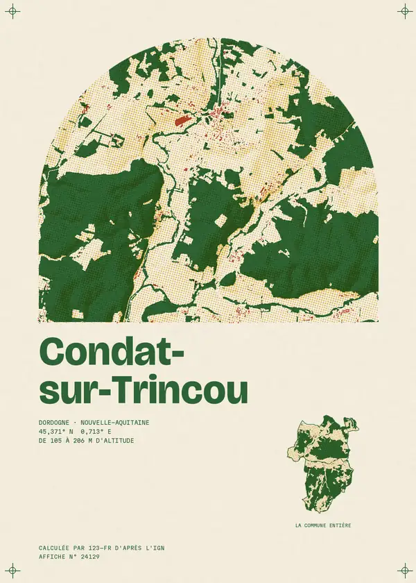 Affiche de Condat-sur-Trincou, calculée par 123-fr d'après l'IGN