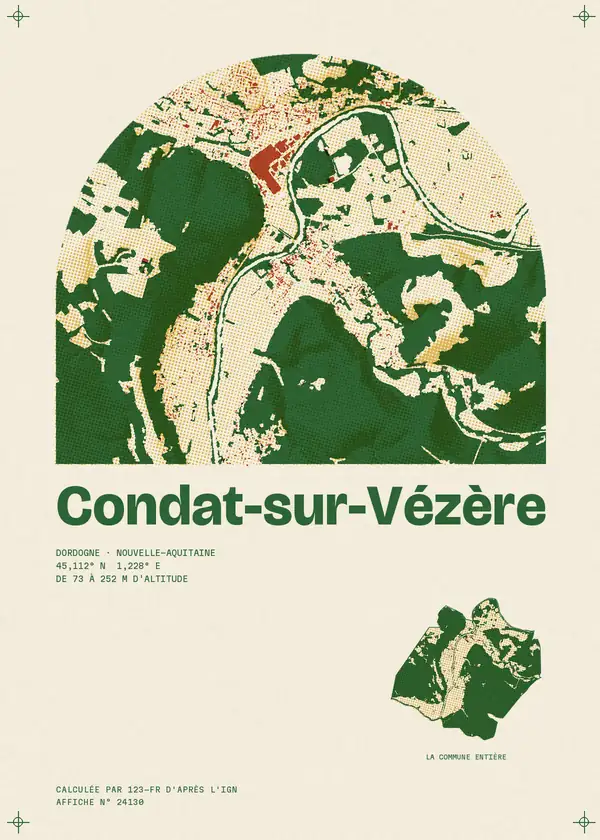 Affiche de Condat-sur-Vézère, calculée par 123-fr d'après l'IGN