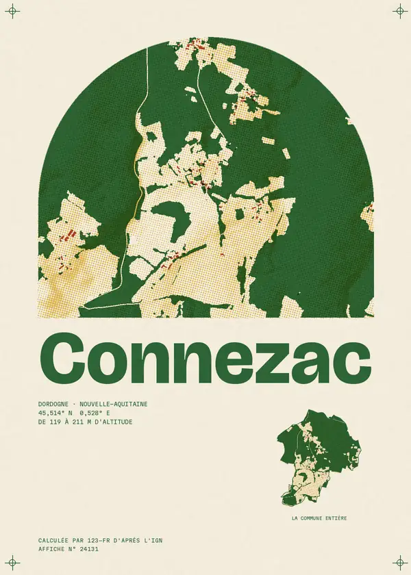 Affiche de Connezac, calculée par 123-fr d'après l'IGN