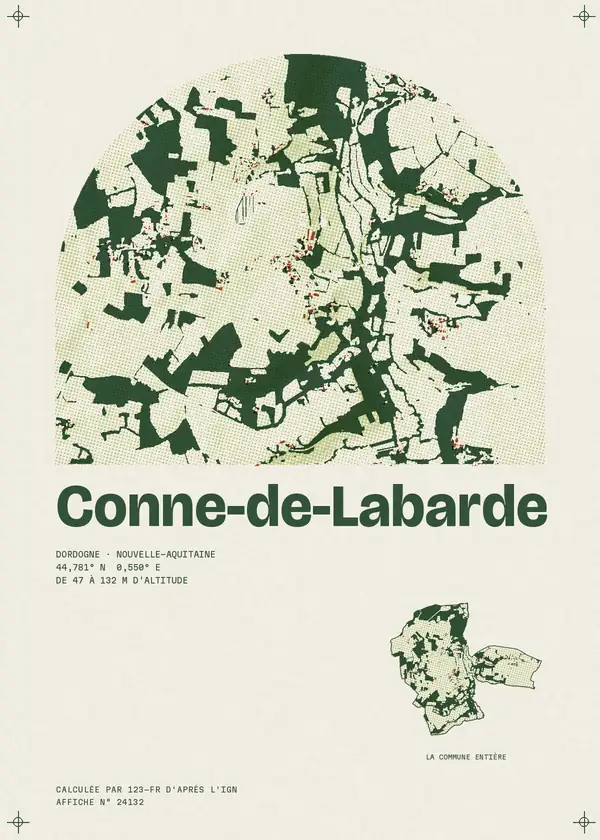 Affiche de Conne-de-Labarde, calculée par 123-fr d'après l'IGN