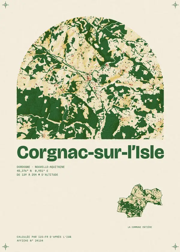 Affiche de Corgnac-sur-l'Isle, calculée par 123-fr d'après l'IGN