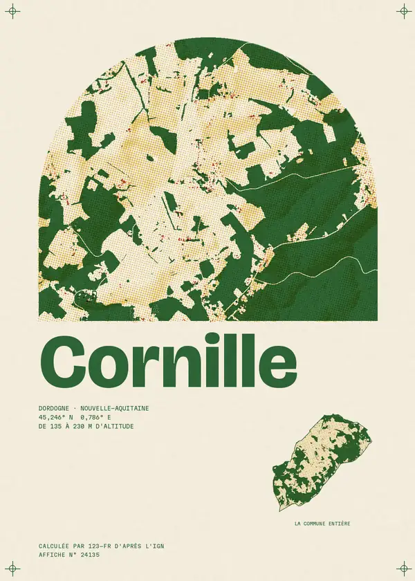 Affiche de Cornille, calculée par 123-fr d'après l'IGN