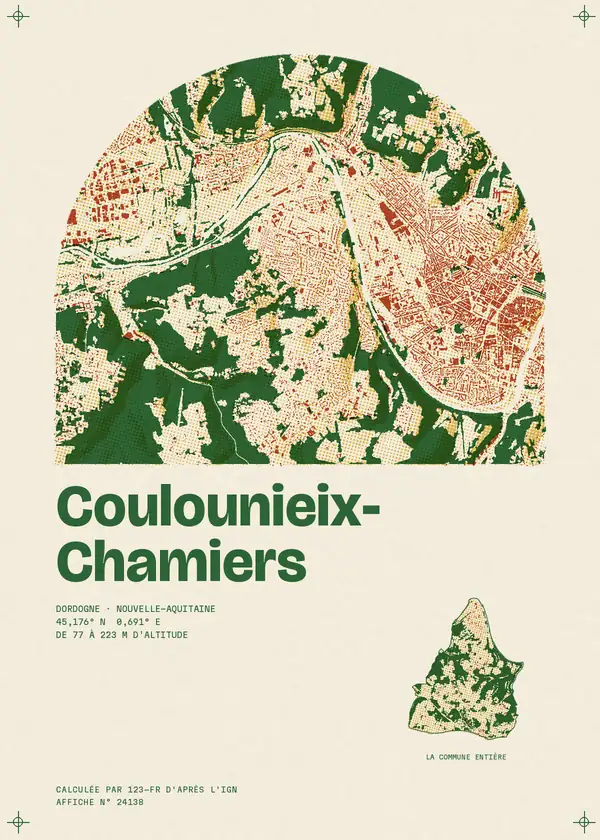 Affiche de Coulounieix-Chamiers, calculée par 123-fr d'après l'IGN
