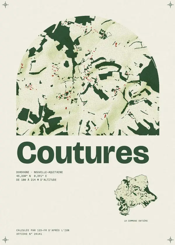 Affiche de Coutures, calculée par 123-fr d'après l'IGN