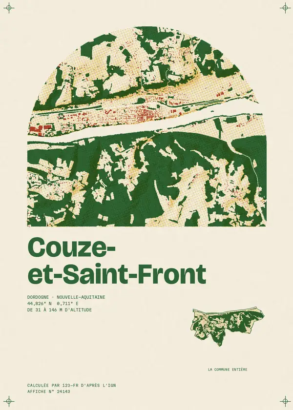 Affiche de Couze-et-Saint-Front, calculée par 123-fr d'après l'IGN