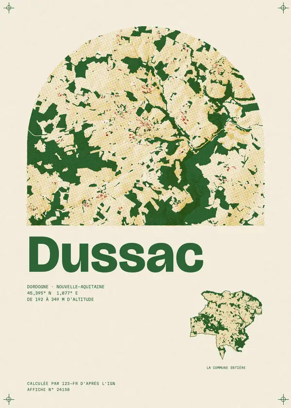Affiche de Dussac, calculée par 123-fr d'après l'IGN