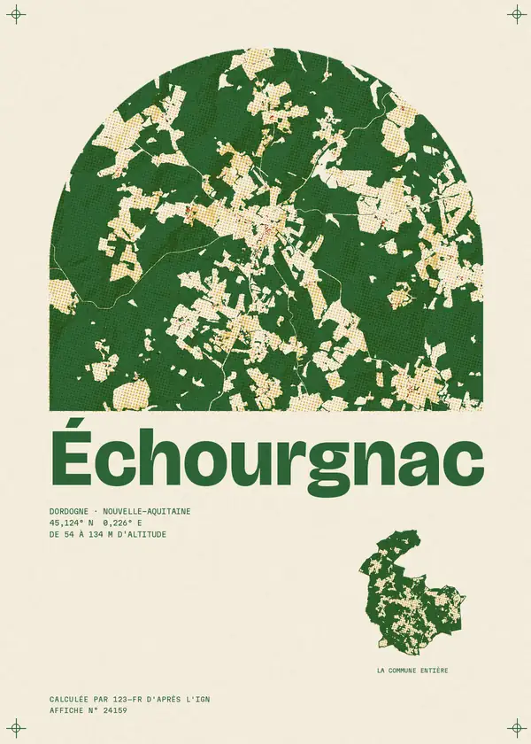 Affiche de Échourgnac, calculée par 123-fr d'après l'IGN