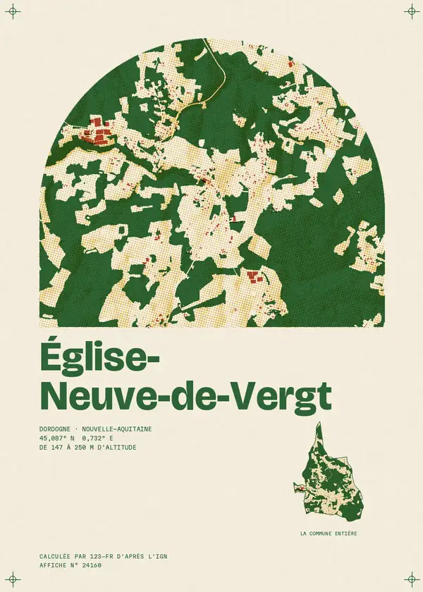Affiche de Église-Neuve-de-Vergt, calculée par 123-fr d'après l'IGN